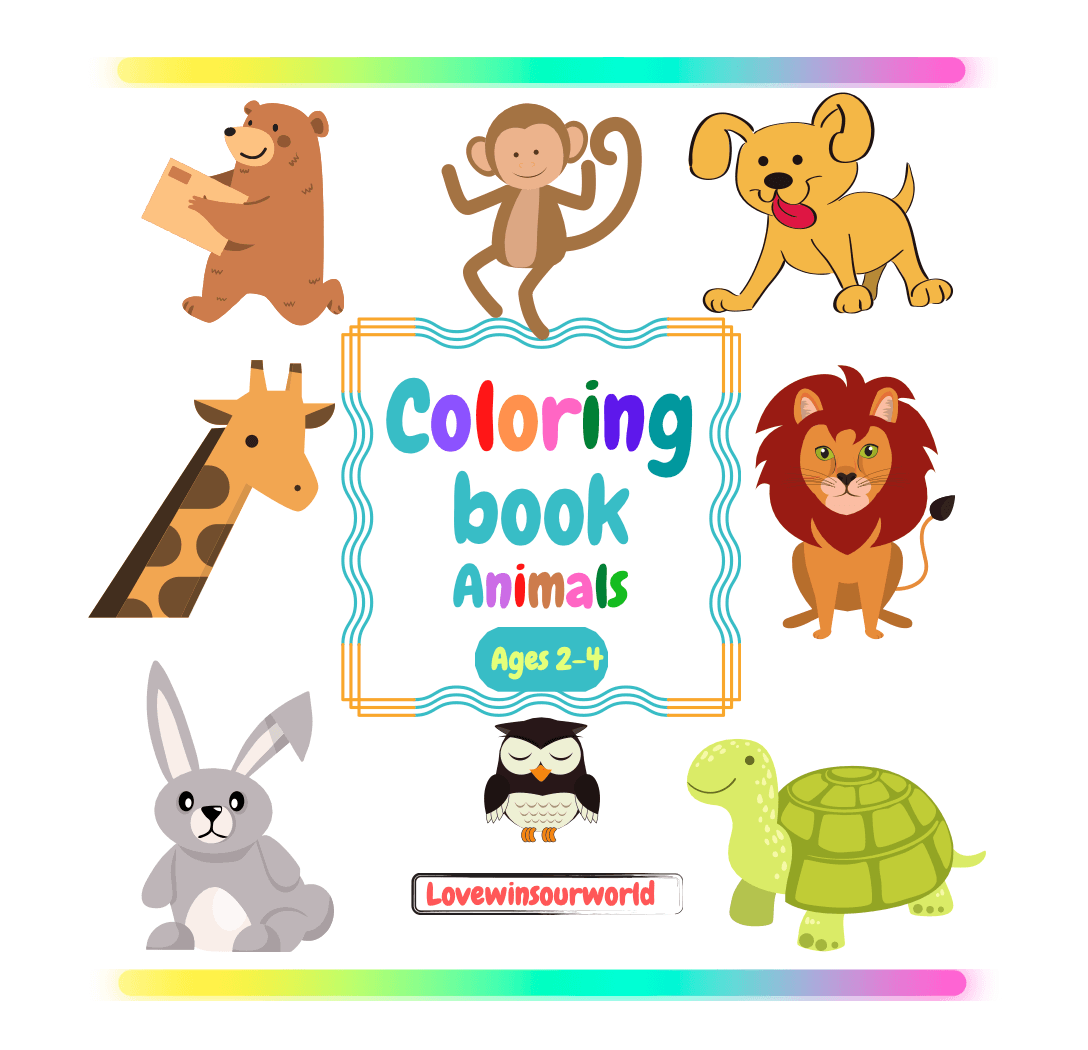 Carte de colorat cu animale pentru copii 2–4 ani | 52 pagini | Kiddonia