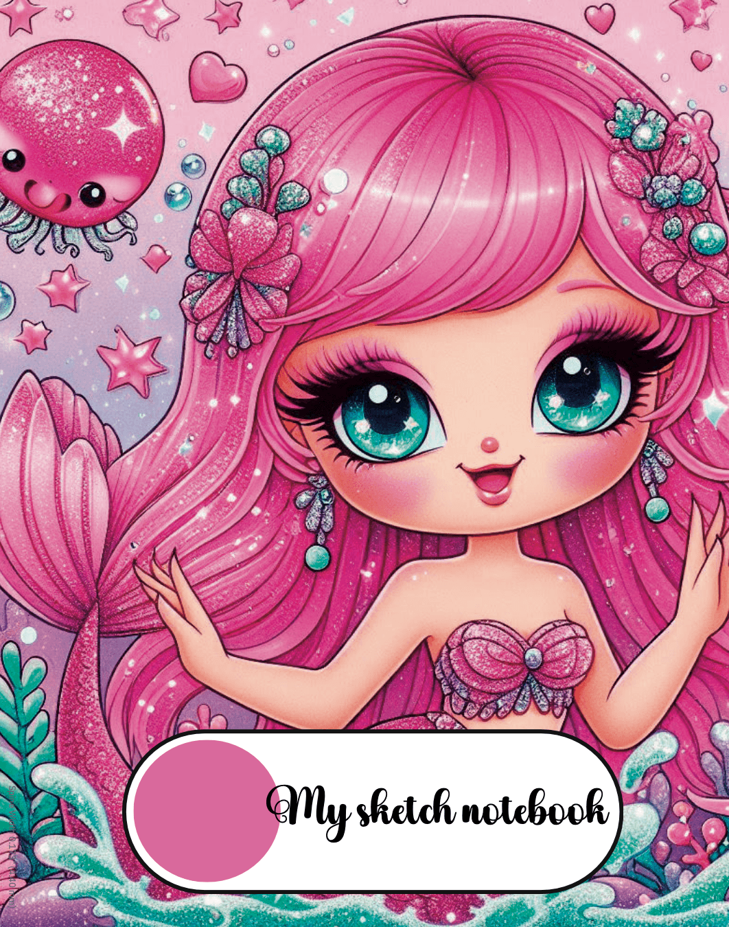 Caiet de schite cu sirena pentru fete | Sketchbook creativ 120 pagini