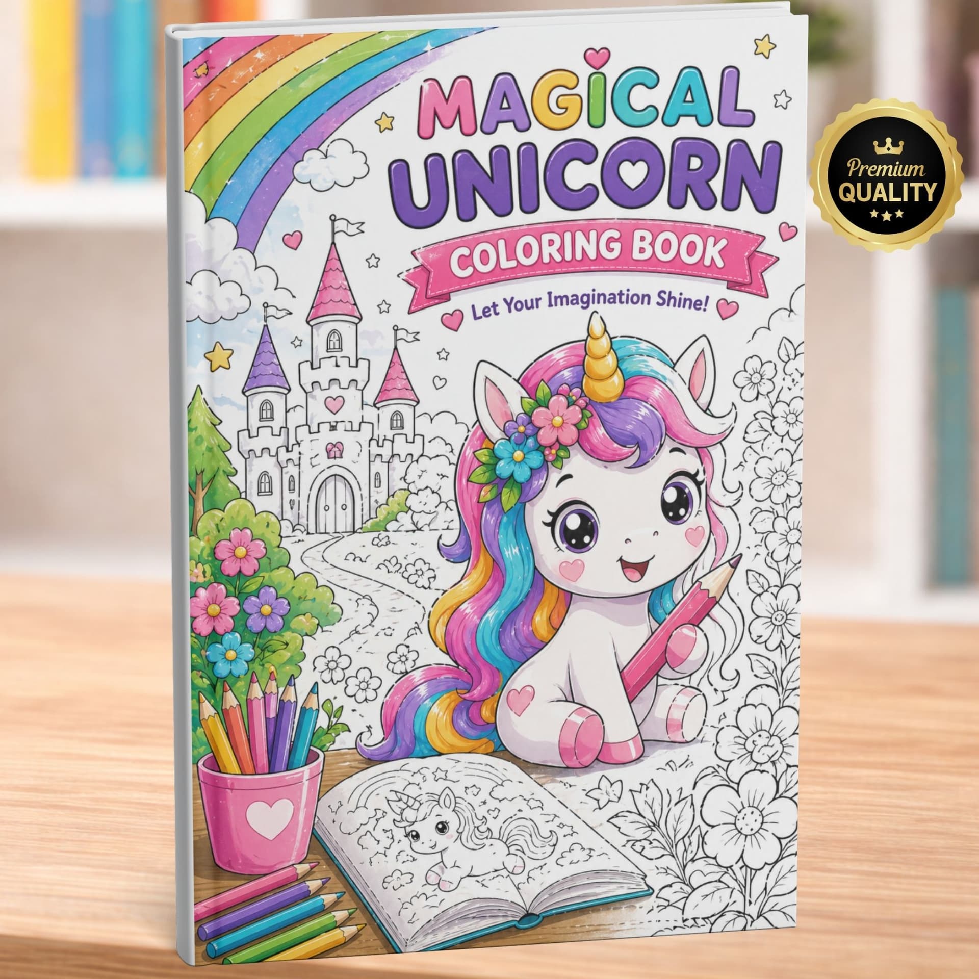 Carte de colorat cu unicorni pentru copii 3–8 ani – Magical Unicorn (ediție fizică)