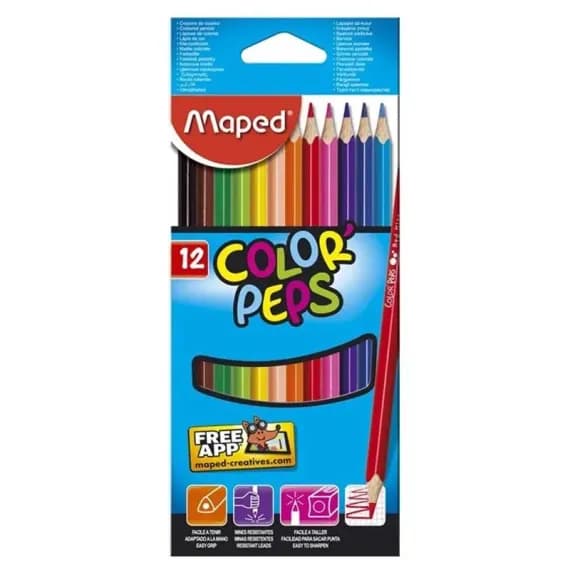 Creioane colorate Maped 12 culori – set pentru copii, desen si colorat