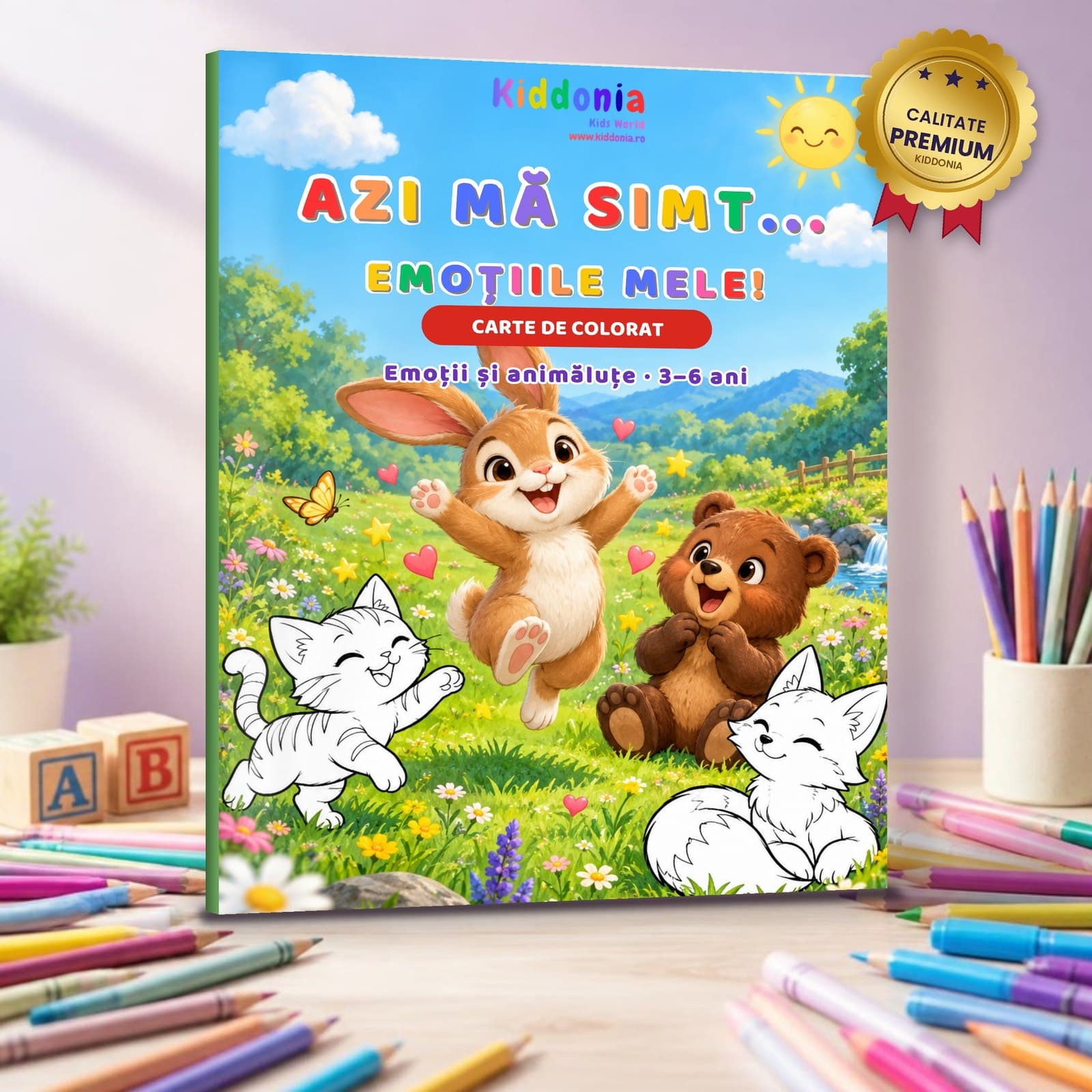 Carte de colorat Azi mă simt… Emoțiile mele! — 58 de desene, 3–6 ani