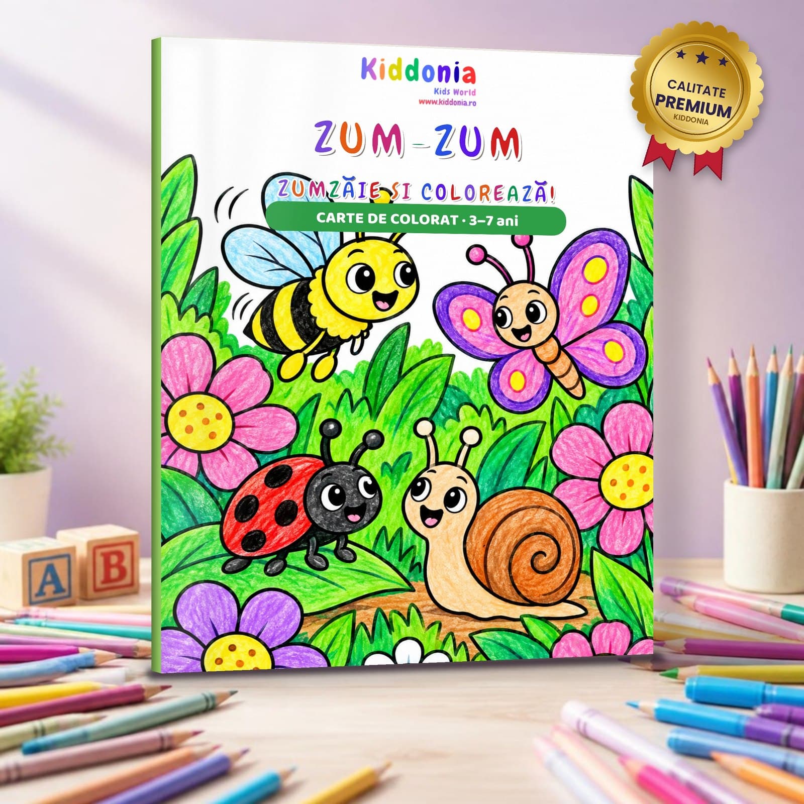 Carte de colorat Zum-Zum, insecte vesele din grădină, 3-7 ani